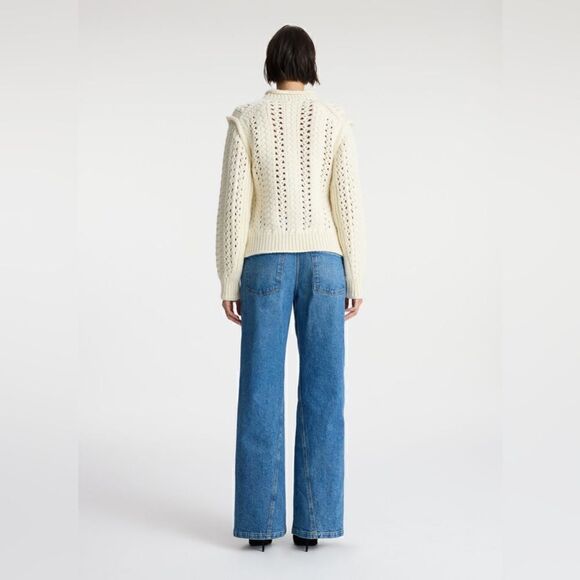 A.L.C Chandler Cotton Cable Merino wool Sweater In Off White - Picture 7 of 11